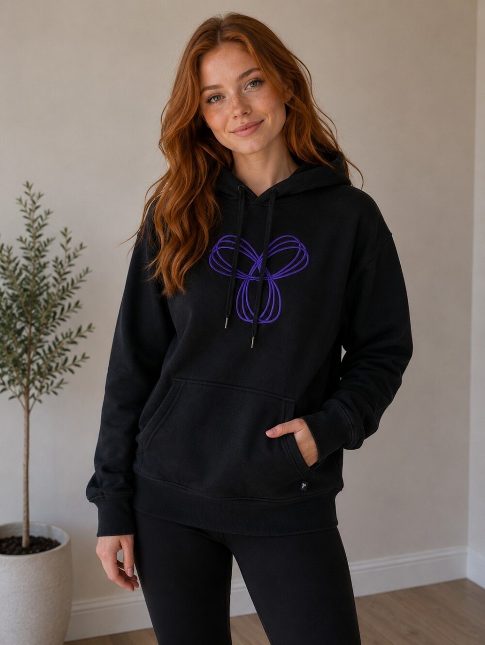 TNA Black Crewneck Hoodie with Purple Graphic